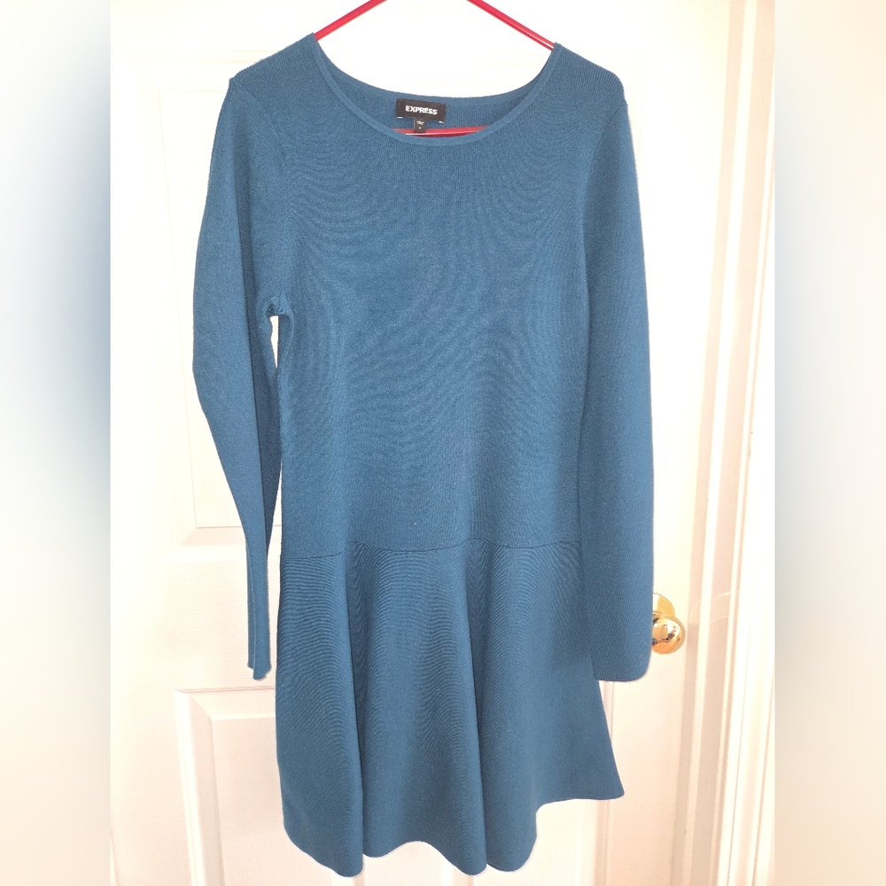 Express Teal Blue Long Sleeve Dress Size Large